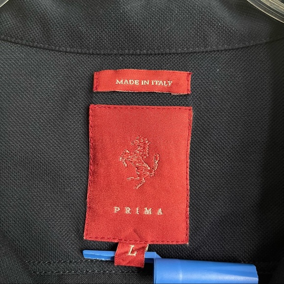 Ferrari Prima Made in Italy Navy Long Sleeve Polo Shirt - Picture 7 of 7